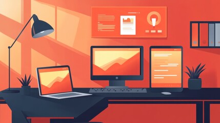 Modern Workspace with Devices for Developers
