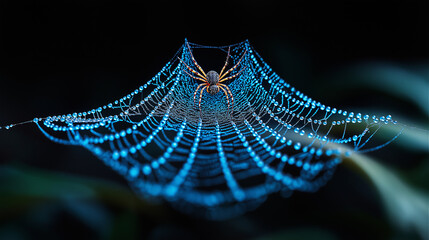 spider web with dew