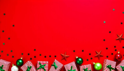 Wall Mural - red christmas gift box background banner social media