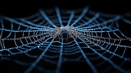 spider web with dew drops