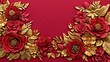 © ahmed - Luxury Red Gold Floral 3D Background Elegant Festive Design Chinese New Year