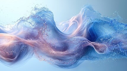 Wall Mural - abstract water waves flowing gracefully across a serene background in soft pastel colors during a tr