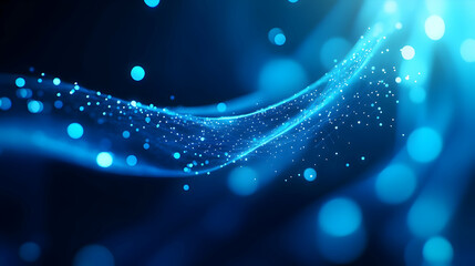 Wall Mural - abstract blue wave with sparkling particles.