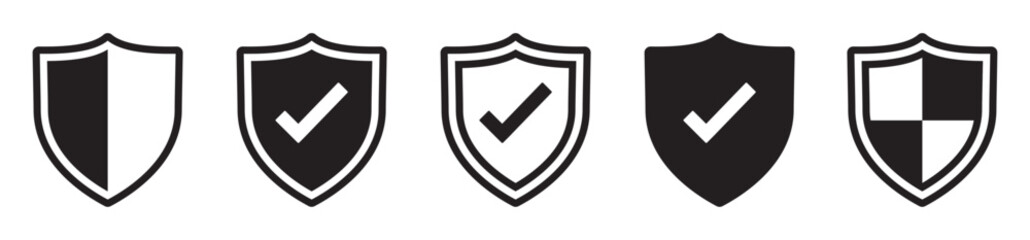 Wall Mural - Shield check mark icon. Security shield protection icon. Shield with tick symbol. Security protection sign. Vector illustration
