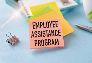 word eap employee assistance program text on white paper on light background