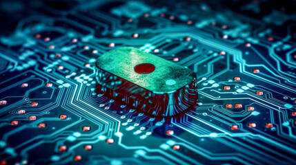 Wall Mural - cpu is working the cyber technology concept with data internet of thing in digital background