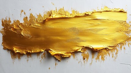 Leinwandbilder - a smooth pure white wall painted with a golden roller brush stroke applied from above