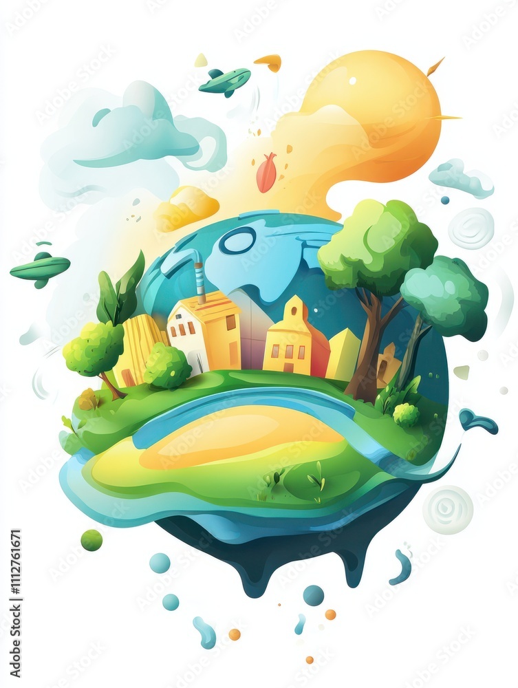 Save the planet abstract concept vector illustration set. Reduce Reuse ...