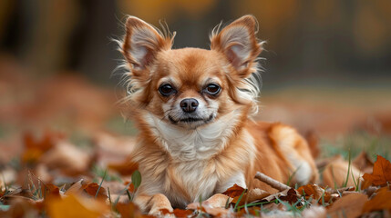 Wall Mural - Beautiful cute Chihuahua dog on a bright background