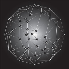 Wall Mural - sphere interconnected with lines and dots pattern abstract background. digital 3d futuristic technol