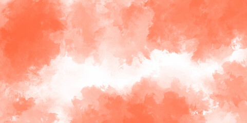 Wall Mural - peach fuzz color grunge cloud like background design. abstract painted peach watercolor background o