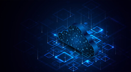 Fototapete - Abstract cloud technology circuit board. Large data center concept. modern cloud storage technology innovation concept background	