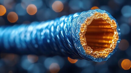 Leinwandbilder - close up macro view of a single core blue stranded insulated copper electrical conducto