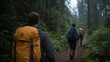 © Formoney - Three people are walking through a forest, each carrying a backpack