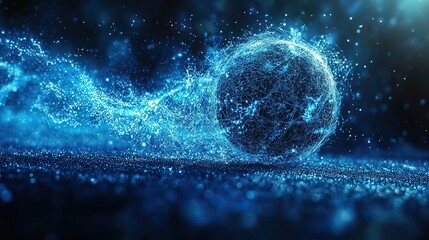 Aufkleber - concept of making money online by wagering on the results of important sports events is abstract 3d rendered image featuring objects made of wireframe mesh set against a deep blue backdro