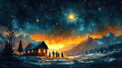 Aufkleber - digital of nativity scene