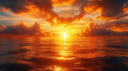 Aufkleber - light of faith dramatic sunset over the sea with rays of golden light and clouds