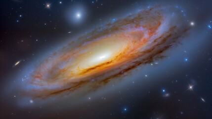 Wall Mural - misty flaring galaxy in dark cosmic void image. round foggy formation with bright center photography