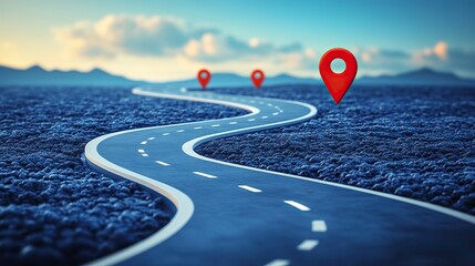 Aufkleber - road trip and journey route winding road on a white background with pin pointer eps 1