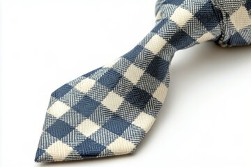 Stylish blue and white checkered tie showcasing elegant design for formal attire