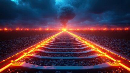 Poster - the railway going forward 3d on a black backgroun
