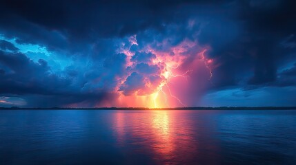 Poster - the wrath of god lightning and thunderstorm in the sky