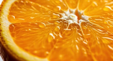 Wall Mural - Close-up juicy orange slice with vibrant colors
