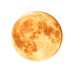 Wall Mural - Full orange moon in PNG isolated on transparent background