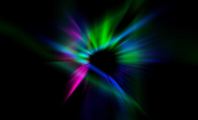 Poster - Dark abstract background with neon lines and shapes.