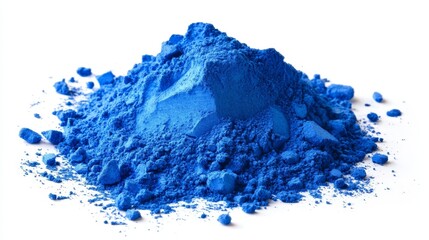 Wall Mural - A pile of blue powder on a white background