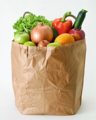 Wall Mural - Groceries In Bag. Healthy Food Choices for Balanced Diet with Fresh Fruits and Vegetables