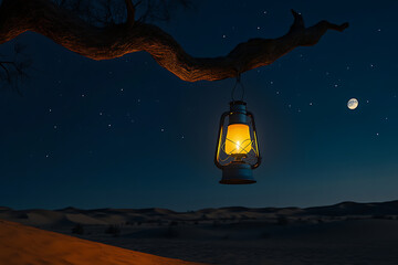 Wall Mural - Desert Night with a Warm Lamp