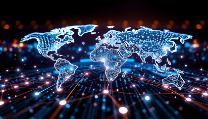 Wall Mural - technology and business global internet connection application concept isolated with white highlight