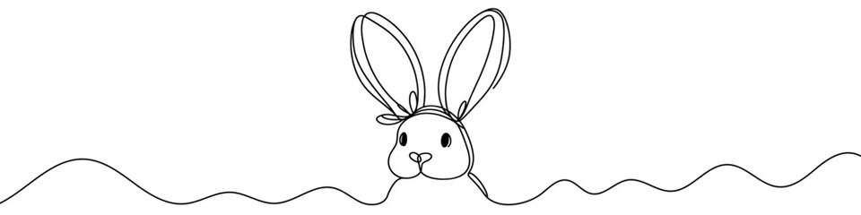 Wall Mural - minimalist vector illustration depicting a rabbit with its long ears drawn with one single continuou