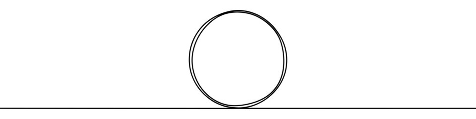 Wall Mural - One continuous line illustration of a round frame, isolated on white background. Line art of round frame