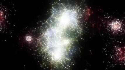 Wall Mural - Happy new year 2025 motion animation. Abstract motion background shining colorful particles. New year and Christmas 2025, 2024 background. Seamless 4K loop video.