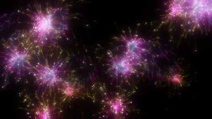 Wall Mural - Happy new year 2025 motion animation. Abstract motion background shining colorful particles. New year and Christmas 2025, 2024 background. Seamless 4K loop video.