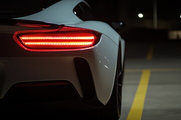 Wall Mural - a white sports car is parked in a parking lot, ready for its next adventure