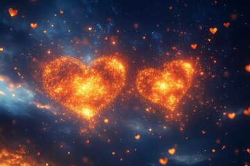 create a composition where the hearts of the stars are in the sky.