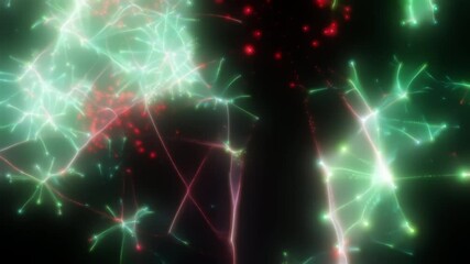 Wall Mural - Happy new year 2025 motion animation. Abstract motion background shining colorful particles. New year and Christmas 2025, 2024 background. Seamless 4K loop video.