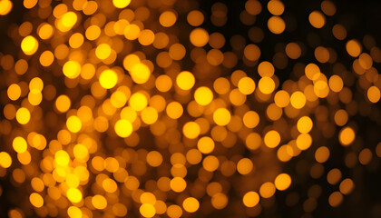 Wall Mural - Festive abstract Christmas texture, golden bokeh particles and highlights on a dark background isolated with white highlights, png