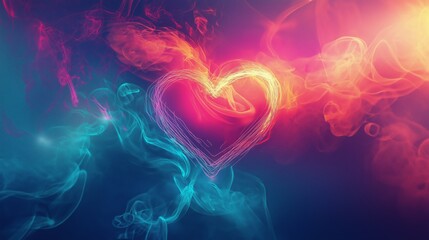 Aufkleber - Abstract glowing digital heart in vibrant red and blue tones, symbolizing medical innovation, futuristic technology, and the pulse of life, Generative AI