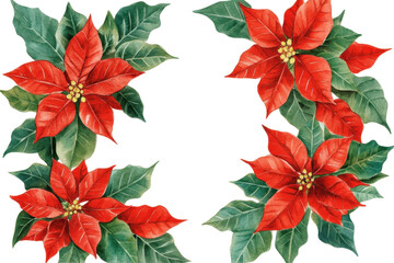 Wall Mural - New Year's bouquet of poinsettias in the form of a wreath