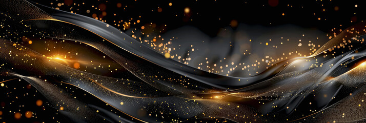 Wall Mural - Elegant abstract black background for new year celebration with shimmering lights