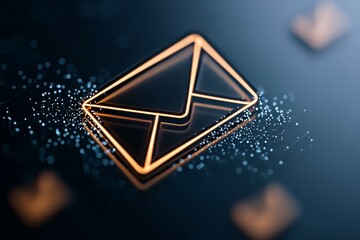 An envelope with a yellow border is on a dark background
