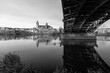 Salamanca Skyline view with Cathedral and Enrique Estevan Bridge on Tormes River, Spain