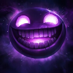 A grinning purple orb with glowing eyes and teeth surrounded by a purple aura.