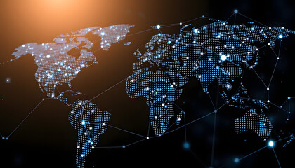 Wall Mural - technology and business global internet connection application concept isolated with white highlight
