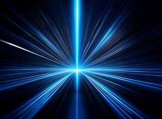 Wall Mural - abstract image depicting a vibrant blue light beam emanating from a central point, creating a dynami