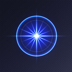 Wall Mural - blue light flare, glowing shiny sparkle, lens flare effect, bright glimmering glare. vector illustra